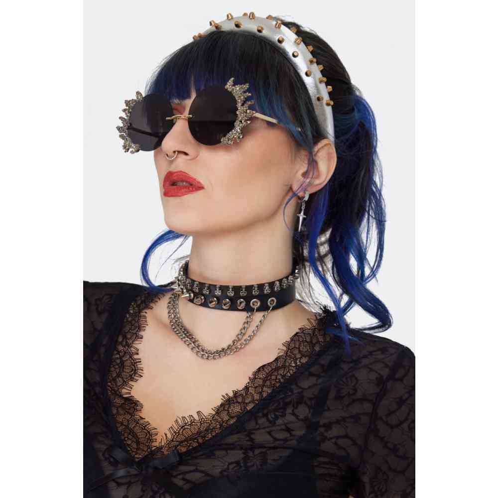 Jawbreaker - Glitter Flame Black Round Zonnebril - Zwart